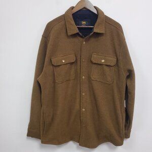 Lee Men Snap Front Sherpa Lined Fleece Shacket Size XL Brown Country Barn Chore